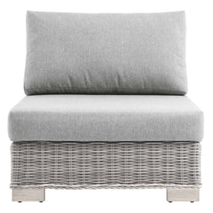 Conway Light Gray/Gray Outdoor Patio Wicker Rattan Armless Chair - Ornate Home
