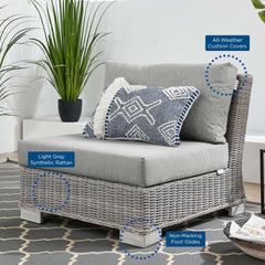 Conway Light Gray/Gray Outdoor Patio Wicker Rattan Armless Chair - Ornate Home