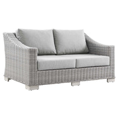 Conway Light Gray/Gray Outdoor Patio Wicker Rattan Loveseat - Ornate Home