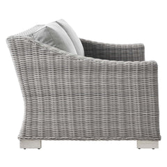 Conway Light Gray/Gray Outdoor Patio Wicker Rattan Loveseat - Ornate Home