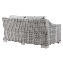 Conway Light Gray/Gray Outdoor Patio Wicker Rattan Loveseat - Ornate Home