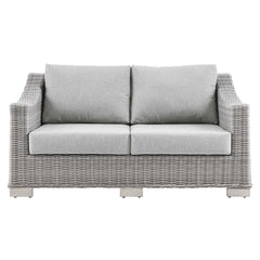 Conway Light Gray/Gray Outdoor Patio Wicker Rattan Loveseat - Ornate Home