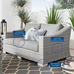 Conway Light Gray/Gray Outdoor Patio Wicker Rattan Loveseat - Ornate Home