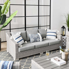 Conway Light Gray/Gray Outdoor Patio Wicker Rattan Sofa - Ornate Home