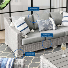 Conway Light Gray/Gray Outdoor Patio Wicker Rattan Sofa - Ornate Home