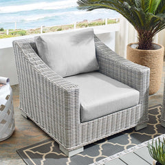 Conway Light Gray/Gray Sunbrella Outdoor Patio Wicker Rattan Armchair - Ornate Home