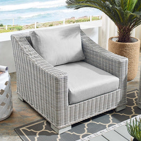 Conway Light Gray/Gray Sunbrella Outdoor Patio Wicker Rattan Armchair - Ornate Home