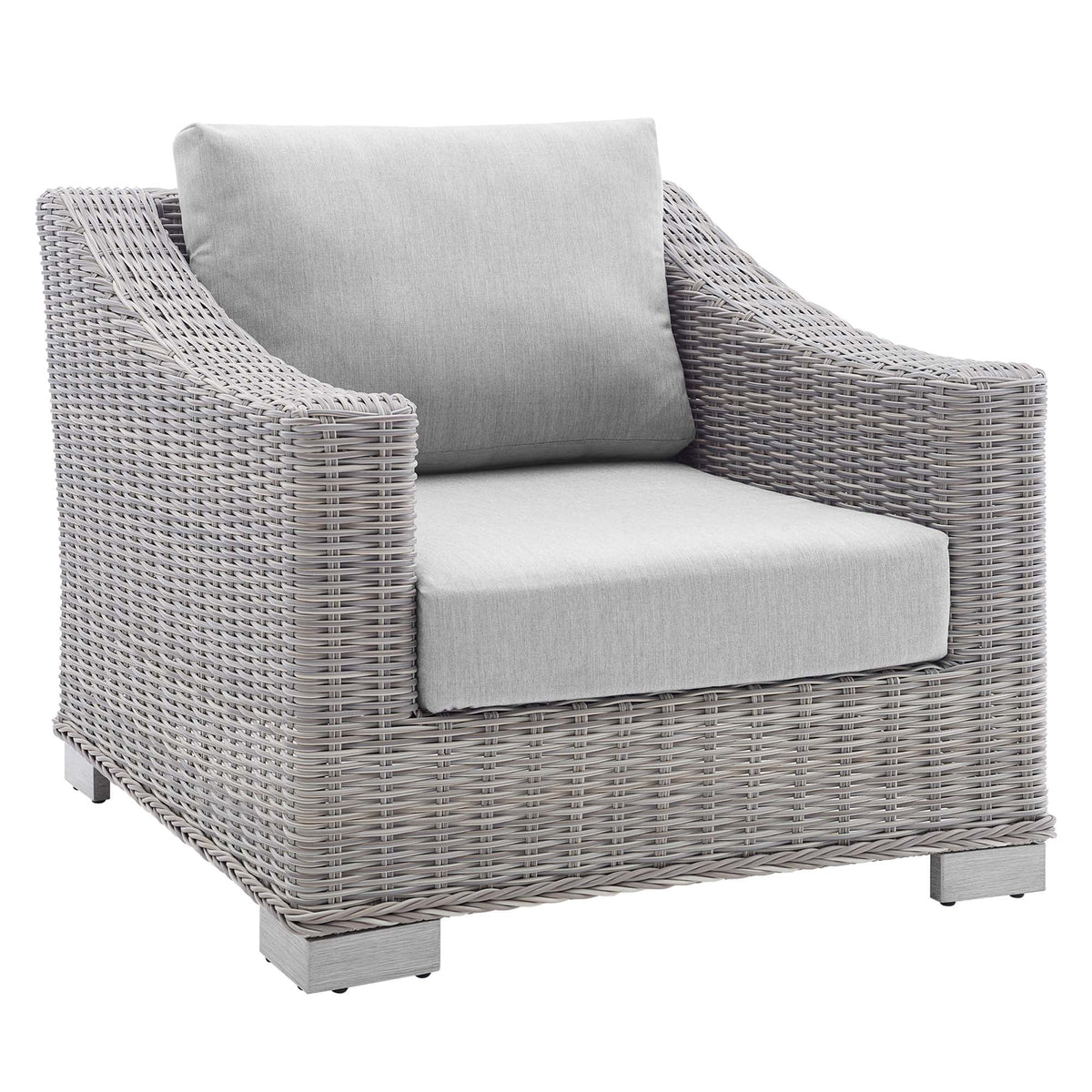 Conway Light Gray/Gray Sunbrella Outdoor Patio Wicker Rattan Armchair - Ornate Home