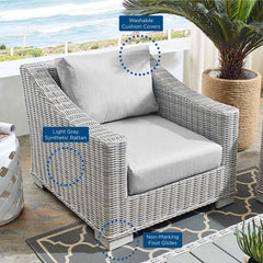 Conway Light Gray/Gray Sunbrella Outdoor Patio Wicker Rattan Armchair - Ornate Home