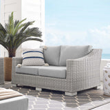 Conway Light Gray/Gray Sunbrella Outdoor Patio Wicker Rattan Loveseat - Ornate Home
