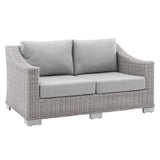Conway Light Gray/Gray Sunbrella Outdoor Patio Wicker Rattan Loveseat - Ornate Home