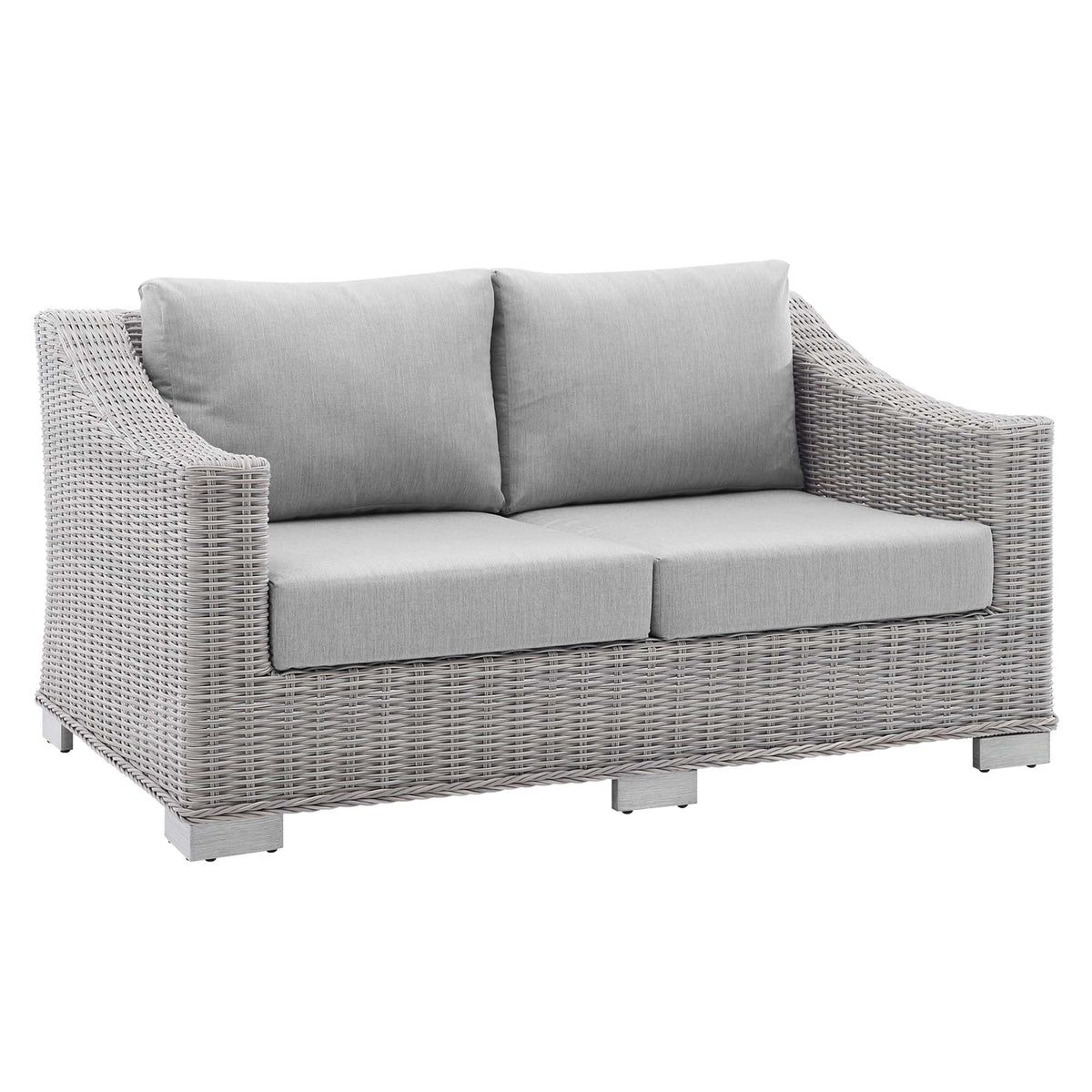 Conway Light Gray/Gray Sunbrella Outdoor Patio Wicker Rattan Loveseat - Ornate Home