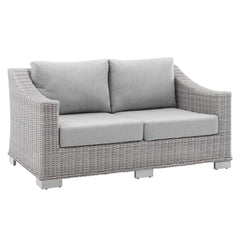 Conway Light Gray/Gray Sunbrella Outdoor Patio Wicker Rattan Loveseat - Ornate Home