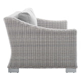 Conway Light Gray/Gray Sunbrella Outdoor Patio Wicker Rattan Loveseat - Ornate Home