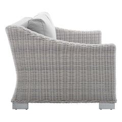 Conway Light Gray/Gray Sunbrella Outdoor Patio Wicker Rattan Loveseat - Ornate Home