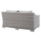 Conway Light Gray/Gray Sunbrella Outdoor Patio Wicker Rattan Loveseat - Ornate Home