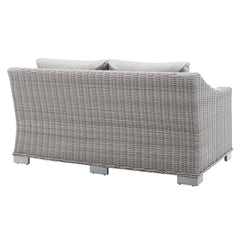 Conway Light Gray/Gray Sunbrella Outdoor Patio Wicker Rattan Loveseat - Ornate Home