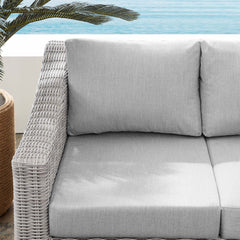 Conway Light Gray/Gray Sunbrella Outdoor Patio Wicker Rattan Loveseat - Ornate Home