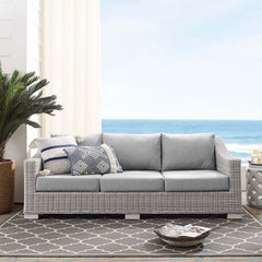 Conway Light Gray/Gray Sunbrella Outdoor Patio Wicker Rattan Sofa - Ornate Home