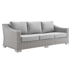 Conway Light Gray/Gray Sunbrella Outdoor Patio Wicker Rattan Sofa - Ornate Home