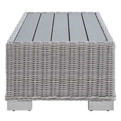 Conway Light Gray Navy 4-Piece Outdoor Patio Wicker Rattan Furniture Set - 91x150" - Ornate Home