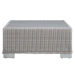 Conway Light Gray Navy 4-Piece Outdoor Patio Wicker Rattan Furniture Set - 91x150" - Ornate Home