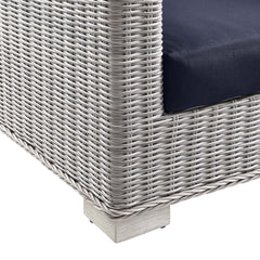 Conway Light Gray/Navy Outdoor Patio Wicker Rattan Armchair - Ornate Home