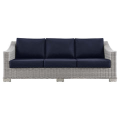 Conway Light Gray/Navy Outdoor Patio Wicker Rattan Sofa - Ornate Home