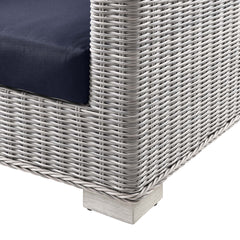 Conway Light Gray/Navy Outdoor Patio Wicker Rattan Sofa - Ornate Home