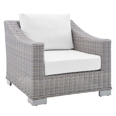 Conway Light Gray/White 4-Piece Sunbrella Outdoor Patio Wicker Rattan Furniture Set - 68x150" - Ornate Home