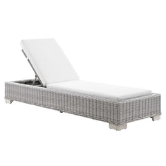 Conway Light Gray/White Outdoor Patio Wicker Rattan Chaise Lounge - Ornate Home
