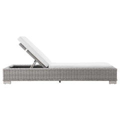 Conway Light Gray/White Outdoor Patio Wicker Rattan Chaise Lounge - Ornate Home
