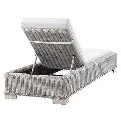 Conway Light Gray/White Outdoor Patio Wicker Rattan Chaise Lounge - Ornate Home
