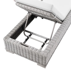 Conway Light Gray/White Outdoor Patio Wicker Rattan Chaise Lounge - Ornate Home