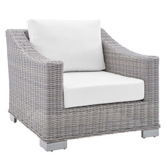 Conway Light Gray/White Sunbrella Outdoor Patio Wicker Rattan Armchair - Ornate Home