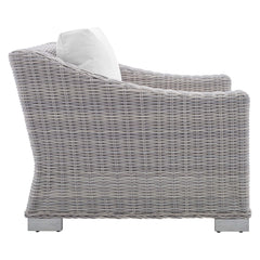 Conway Light Gray/White Sunbrella Outdoor Patio Wicker Rattan Armchair - Ornate Home