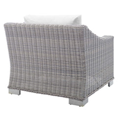 Conway Light Gray/White Sunbrella Outdoor Patio Wicker Rattan Armchair - Ornate Home