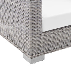 Conway Light Gray/White Sunbrella Outdoor Patio Wicker Rattan Armchair - Ornate Home