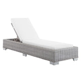 Conway Light Gray/White Sunbrella Outdoor Patio Wicker Rattan Chaise Lounge - Ornate Home