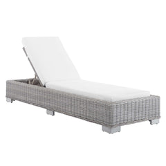 Conway Light Gray/White Sunbrella Outdoor Patio Wicker Rattan Chaise Lounge - Ornate Home