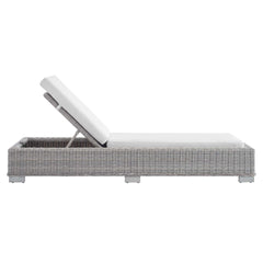 Conway Light Gray/White Sunbrella Outdoor Patio Wicker Rattan Chaise Lounge - Ornate Home