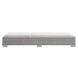 Conway Light Gray/White Sunbrella Outdoor Patio Wicker Rattan Chaise Lounge - Ornate Home