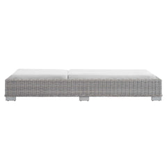 Conway Light Gray/White Sunbrella Outdoor Patio Wicker Rattan Chaise Lounge - Ornate Home