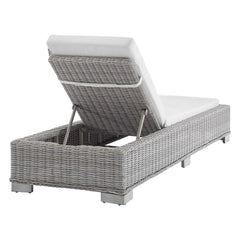 Conway Light Gray/White Sunbrella Outdoor Patio Wicker Rattan Chaise Lounge - Ornate Home