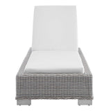 Conway Light Gray/White Sunbrella Outdoor Patio Wicker Rattan Chaise Lounge - Ornate Home