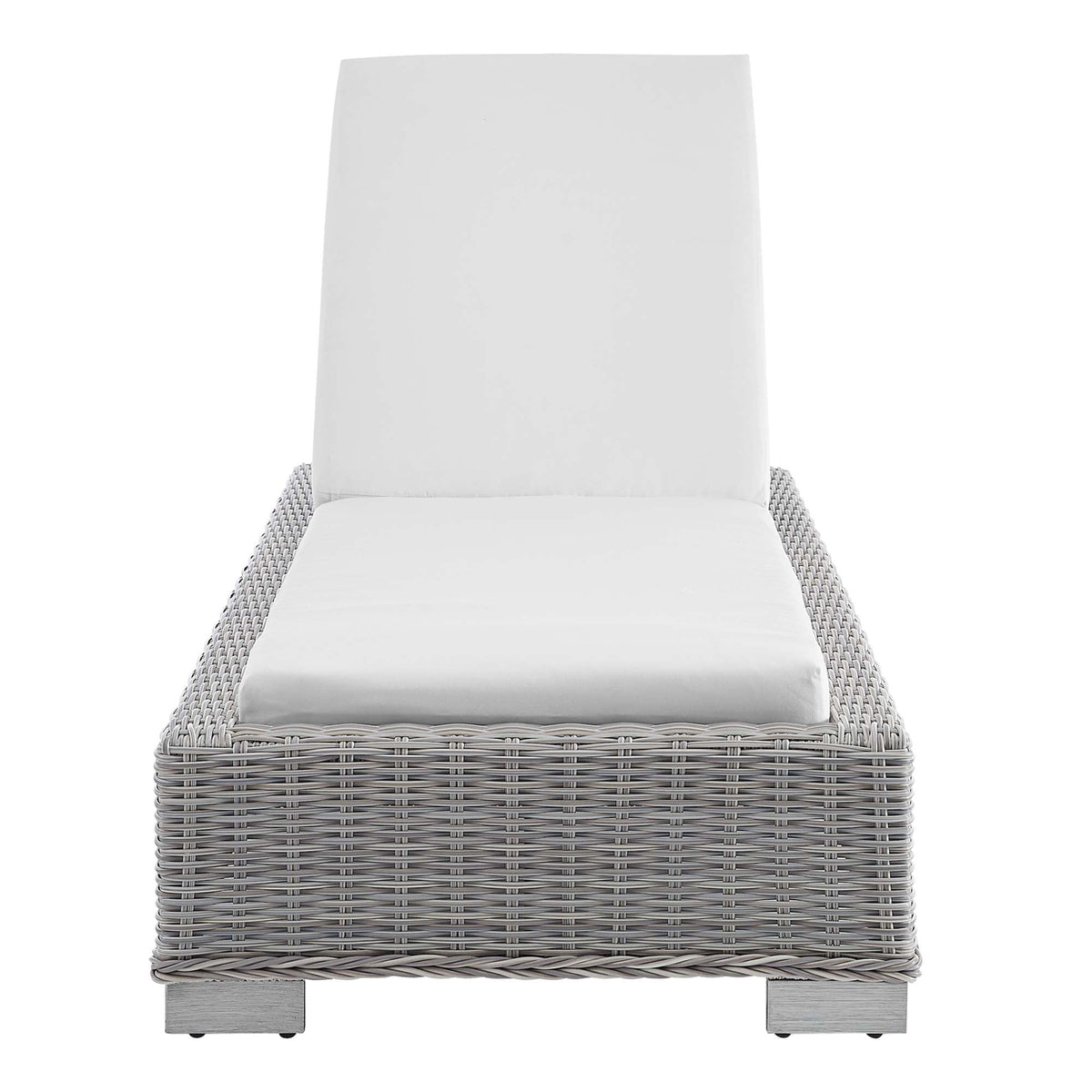 Conway Light Gray/White Sunbrella Outdoor Patio Wicker Rattan Chaise Lounge - Ornate Home