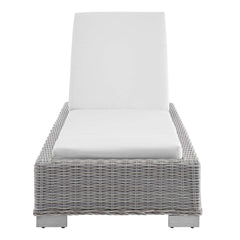 Conway Light Gray/White Sunbrella Outdoor Patio Wicker Rattan Chaise Lounge - Ornate Home