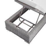 Conway Light Gray/White Sunbrella Outdoor Patio Wicker Rattan Chaise Lounge - Ornate Home