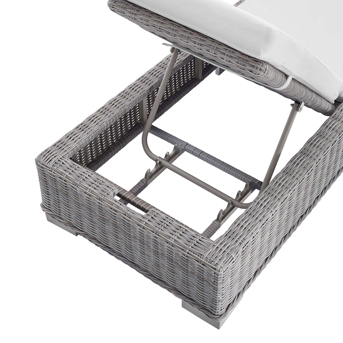 Conway Light Gray/White Sunbrella Outdoor Patio Wicker Rattan Chaise Lounge - Ornate Home