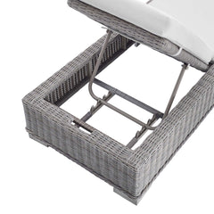 Conway Light Gray/White Sunbrella Outdoor Patio Wicker Rattan Chaise Lounge - Ornate Home